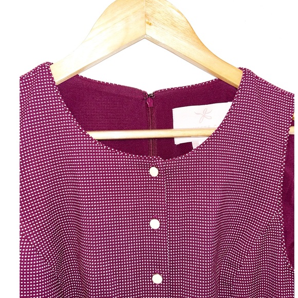GAL MEETS GLAM Plus The MEG PolkaDot Jacquard Fit & Flare Dress WINE SZ: 14 - Picture 4 of 16